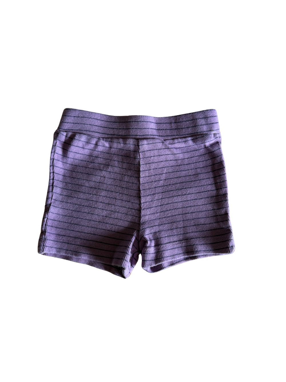 kate quinn bike shorts | grape skinny stripe | organic cotton skinny rib 12-18m